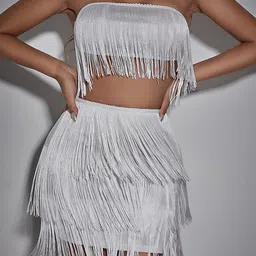 LULU & SKY Self-Design Fringed Tube Crop Top & Mini Skirt-picture-15
