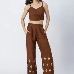 Moomaya Shoulder Straps Sleeveless Top With Trouser-picture-21