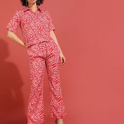 Fashfun Animal Printed Shirt & Trousers Co-Ords-61
