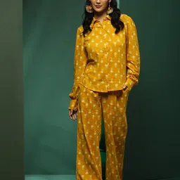 AKS Printed Long Sleeves Pure Cotton Shirt With Trousers-image-49