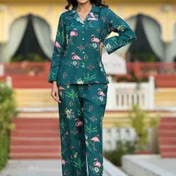 Divena Floral Printed Muslin Shirt With Trousers-image-79