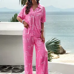Mast & Harbour Rose Printed Shirt With Trousers Co-Ords-picture-34