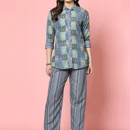 Clora Creation Printed Shirt With Trousers Co-Ords-image-88