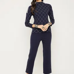 Zigo Geometric Printed High Neck Top With Trousers Co-Ords-54
