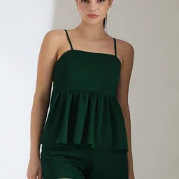 Kotty Green Square Neck Top With Short-image-67