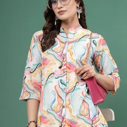 Clora Creation Abstract Printed Shirt With Ombre Design Trouser Co-Ords image 2