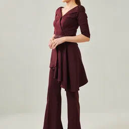 ONE KNOT ONE Asymmetric Top & Trouser With Embellished Belt image 3