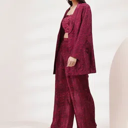 Breathe by Aakanksha Singh Printed Crop Top With Jacket & Trousers image 3