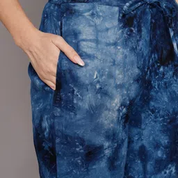 KALINI Tie & Dye Printed Notched Lapel Collar Top with Trousers image 3