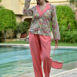 Lirose Printed shoulder straps Top & Trouser With Jacket image 4