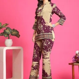 Claura Printed Chanderi Silk Tunic & Palazzos image 4