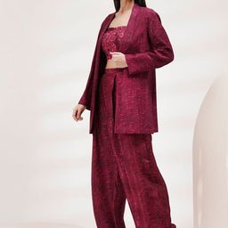 Breathe by Aakanksha Singh Printed Crop Top With Jacket & Trousers image 5
