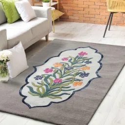 Buy Grey Wool And Art Silk Floral 5 x 7 Feet Hand Tufted Carpet by Joyrugs by littlelooms-picture-42