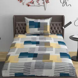 YaAkholic Yellow Printed Microfiber Fitted 210 TC Single Bedsheet Set 1.82 m x 1.21 m-image-87