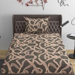 YaAkholic Brown & Beige Geometric 210 TC Single Bedsheet Set-1.82m x 1.21 m-picture-20
