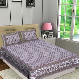 Texstylers Pink Floral Cotton 144 TC Queen Bedsheet with 2 Pillow Covers-image-80