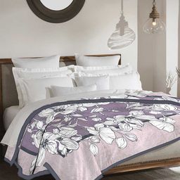 MYTRIDENT  Classic cozy Purple & White Floral Microfiber 600 GSM Double Bed Blanket-image-63