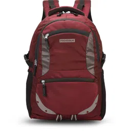 Provogue Unisex Maroon & Grey Brand Logo Backpack with rain cover and reflective strip-54