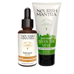 Nourish Mantra Set Of 2 Green Tea Face Wash - 50ml & Glow Serum - 20ml-4