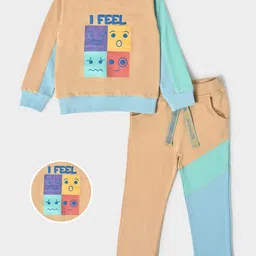 MiArcus Kids Colorblock Printed Round Neck Long Sleeve Pure Cotton Clothing Set-96