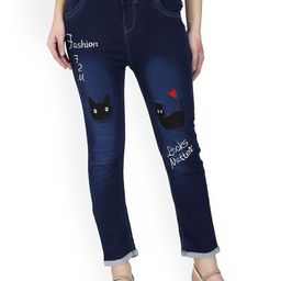 A-Okay Girls Slim Fit Comfort Cotton Light Fade Embroidered Jeans-image-95