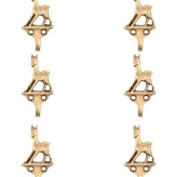 IndianShelf Gold-Toned 6 Pieces Brass Deer Charm Wall Mounted Hooks-image-74
