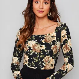 Dream Beauty Fashion Sania Women Black & Beige Floral Printed Top-image-30
