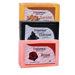 Deyomkar Unisex Unisex Herbal Charcol, Sandalwood & Glycerin Soap Pack of 3-16