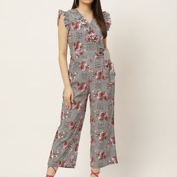 Slenor Multicoloured Printed Smocked Basic Jumpsuit with Ruffles-picture-21