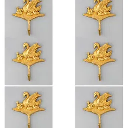 IndianShelf Gold-Toned 6 Pieces Duck Ducklings Brass Wall Hooks-5