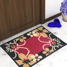 Athom Trendz Set Of 2 Black & Yellow Patterned Anti Skid Latex Backing Door Mats-6