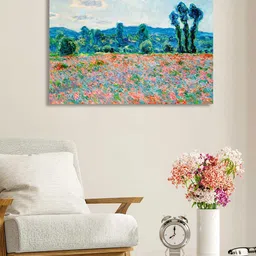 Art Street Red & Green Poppy Field In Giverny Canvas Painting Wall Art-image-65