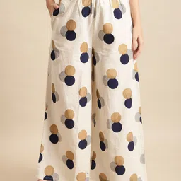 Pistaa Women Cotton Printed Flared Palazzos-image-94