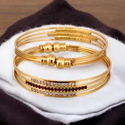 LUCKY JEWELLERY Set Of 2 Gold-Plated Artificial Stone Studded Bangles-27