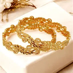 LUCKY JEWELLERY Set of 2 18K Gold-Plated Bangles-1