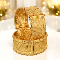 LUCKY JEWELLERY Set of 2 Traditional Designer 18KT One Gram Gold Plated Bangles-20