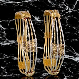 LUCKY JEWELLERY Set of 2 18k Gold-Plated Bangles-0