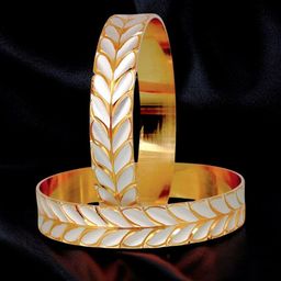 LUCKY JEWELLERY Set Of 2 18K One Gram Gold-Plated Bangles-16
