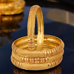 LUCKY JEWELLERY Set of 4 18K Gold-Plated Bangles-11