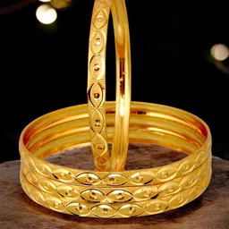 LUCKY JEWELLERY 4-Pcs 18K Gold-Plated Bangles-56