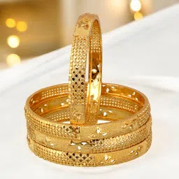 LUCKY JEWELLERY Set of 4 18K Gold-Plated Bangles-13