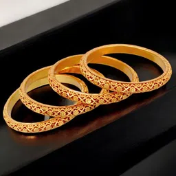 LUCKY JEWELLERY Set Of 4 18K Gold-PlatedBangles-35
