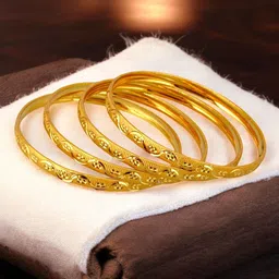 LUCKY JEWELLERY Set Of 4 Gold Plated Bangles-image-23