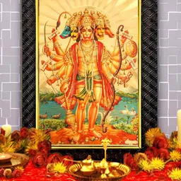 Hawai Gold Toned & Red Panchamukhi 24k Gold Plated Foil Embossed Wooden Wall Photo Frame-image-82