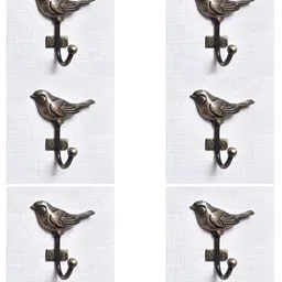 IndianShelf Bronze 6 Pieces Iron Bird Shaped Wall Hooks-image-19