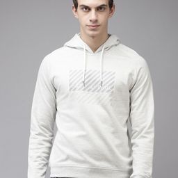 Park Avenue Men Grey Melange Printed Hooded Sweatshirt-picture-27