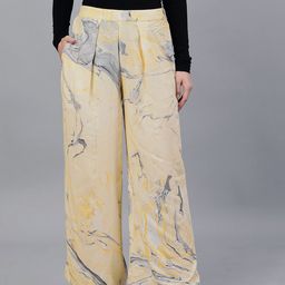 AKS Women Wide Leg Abstract Printed Palazzos-image-67