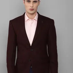 Louis Philippe Men Maroon Solid Regular-Fit Single-Breasted Pure Woolen Blazer-picture-39