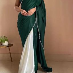 KALINI Colourblocked Satin Saree-picture-12