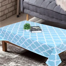 Texstylers Blue & White Geometric Printed Anti-Slip Cotton 4-Seater Table Cover-21